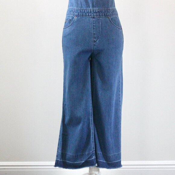 Universal Thread Blue Bow Classic Cross back Feminine Wide-Leg Denim Overalls 0 - Picture 5 of 12